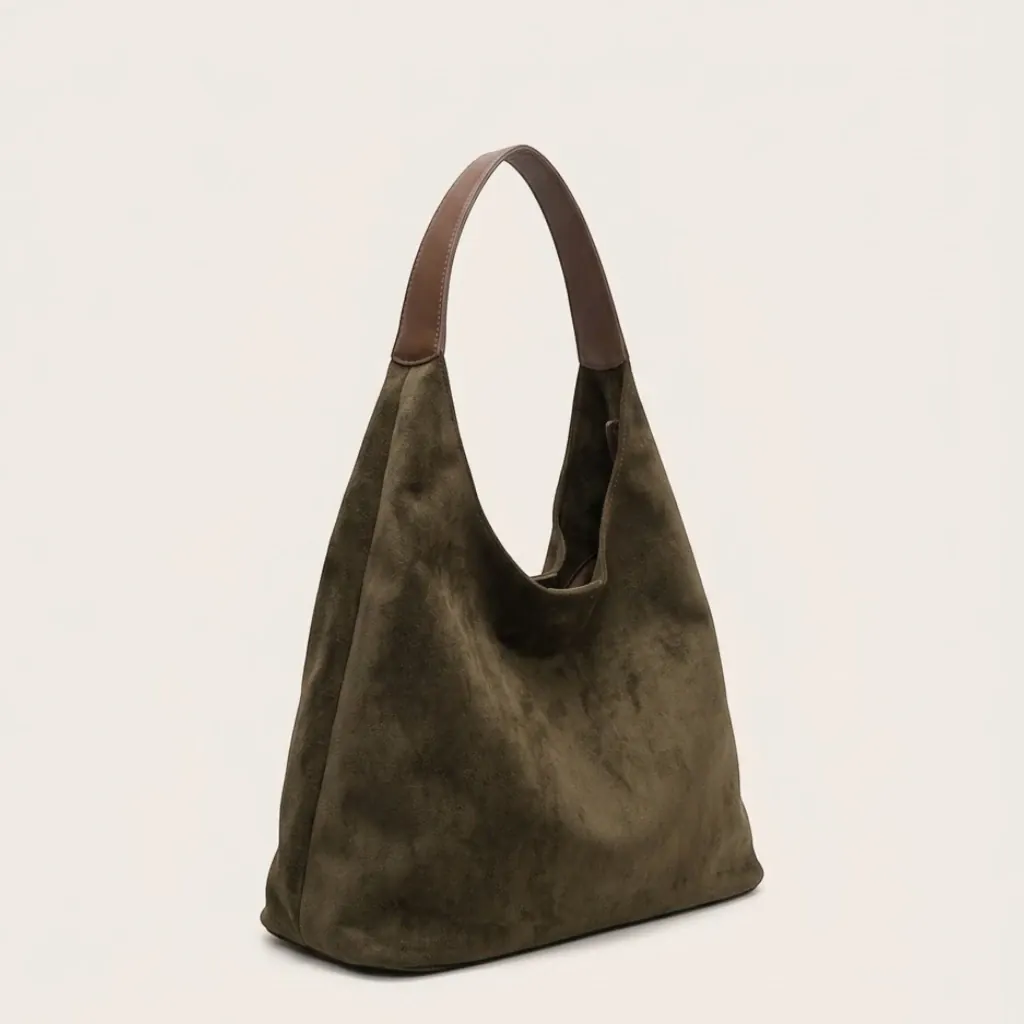 Sac hobo faux daim triangulaire minimaliste Vert
