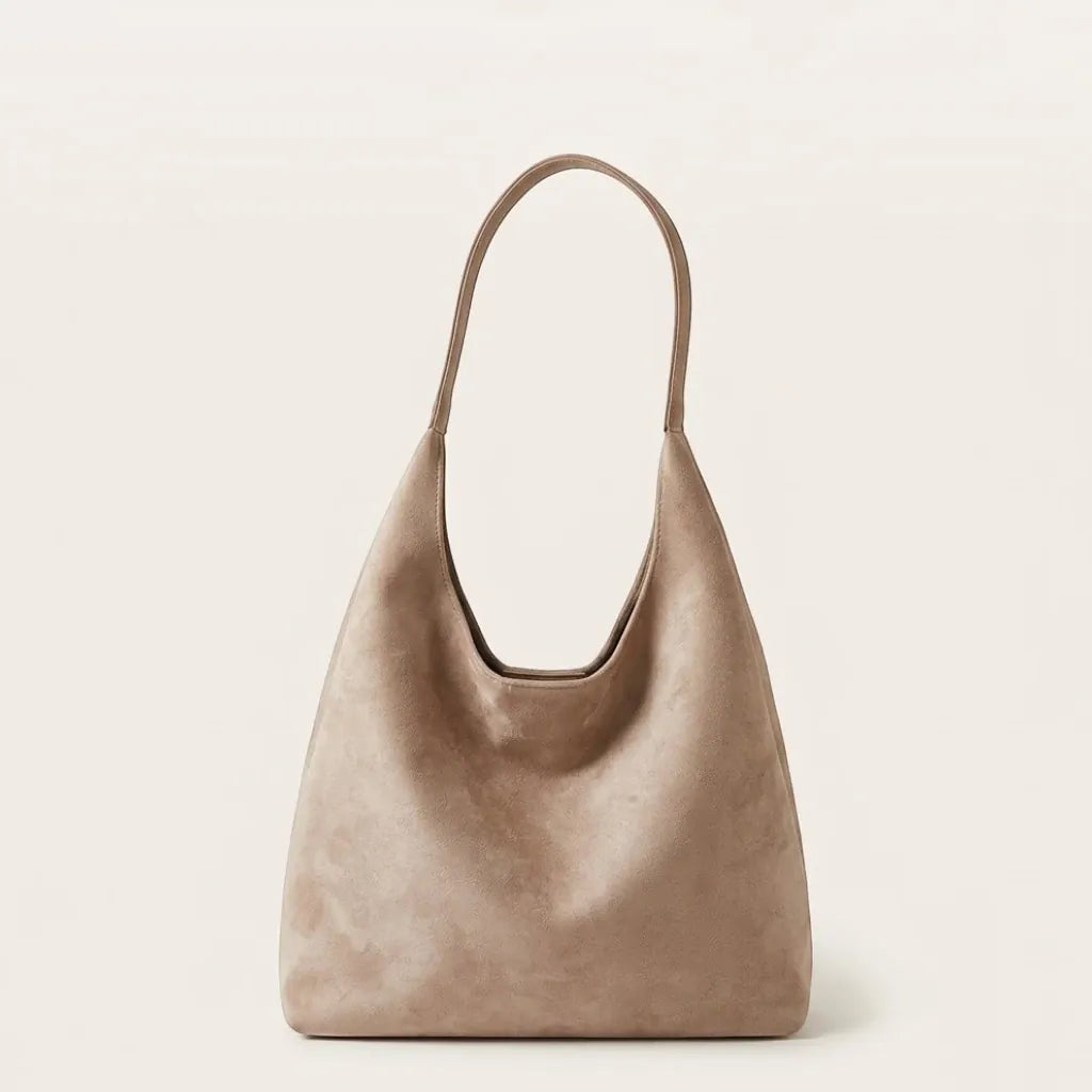 Sac hobo faux daim triangulaire minimaliste Beige