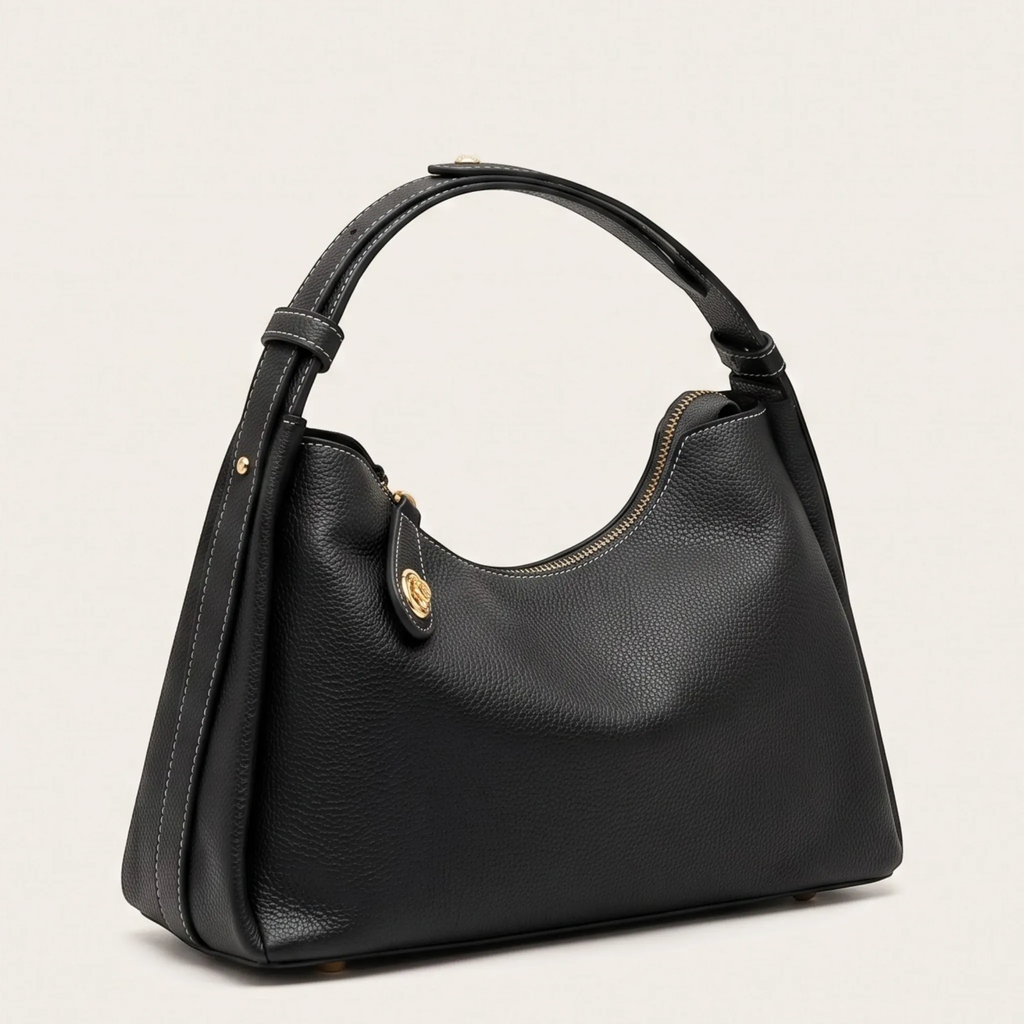 Sac hobo fermoir tourniquet doré Noir