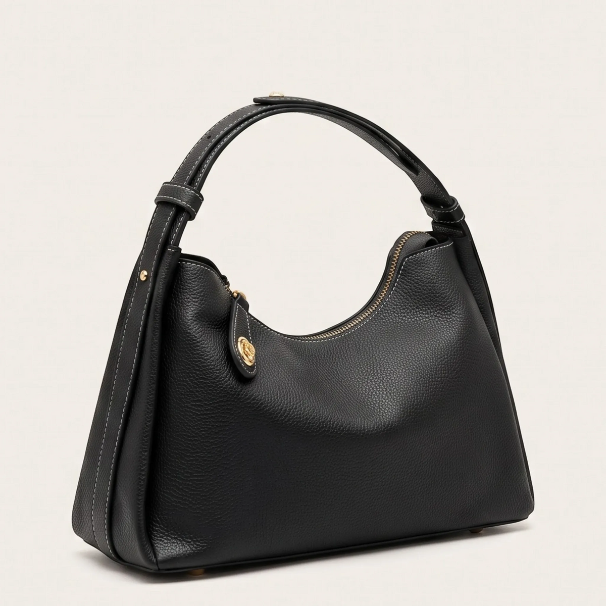Sac hobo fermoir tourniquet doré Noir
