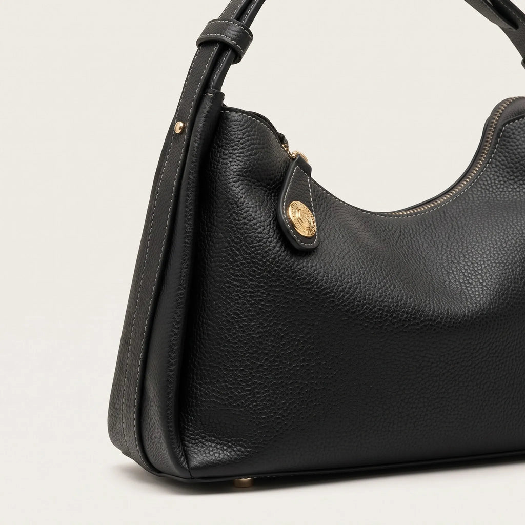 Sac hobo fermoir tourniquet doré Noir