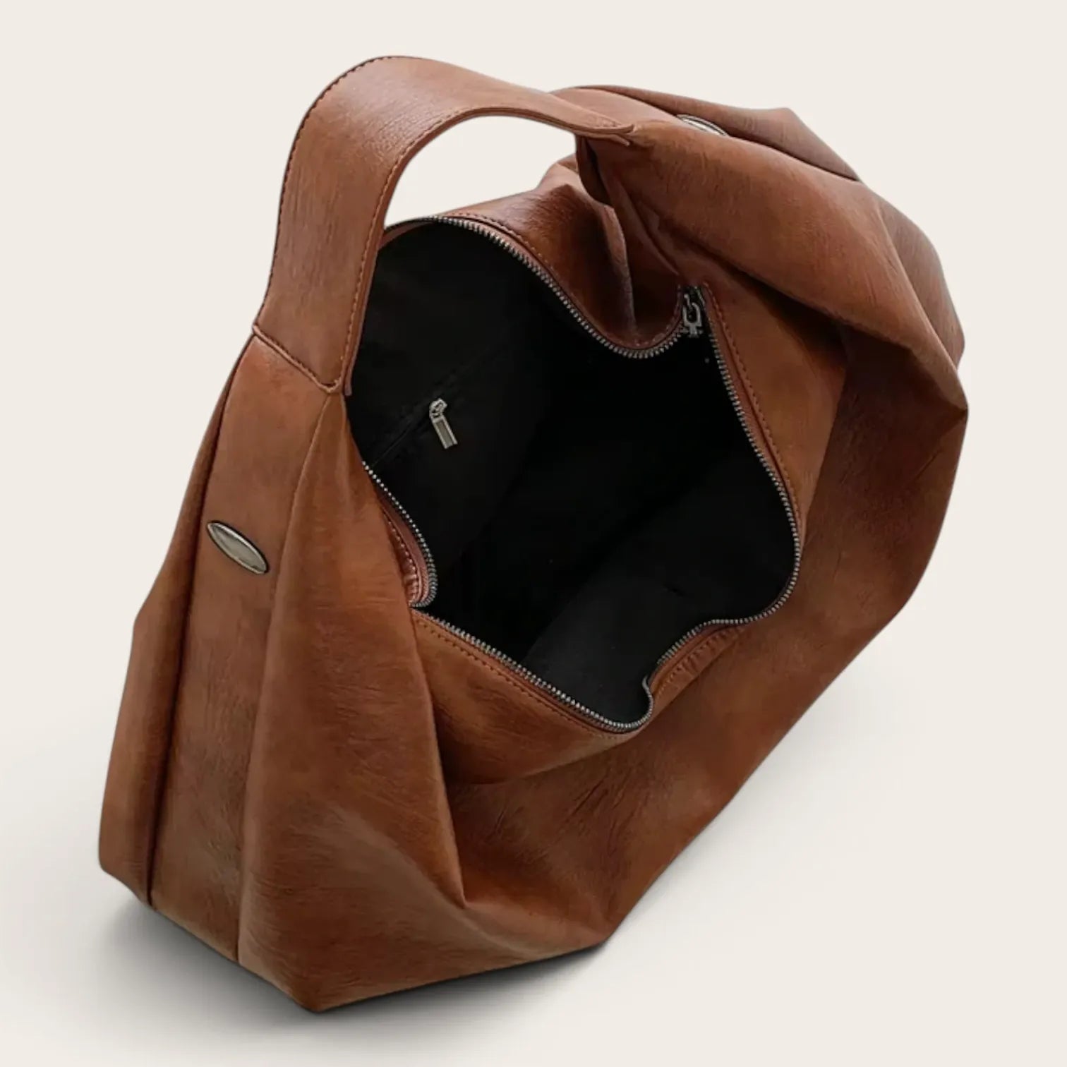 Sac hobo incurvé Marron