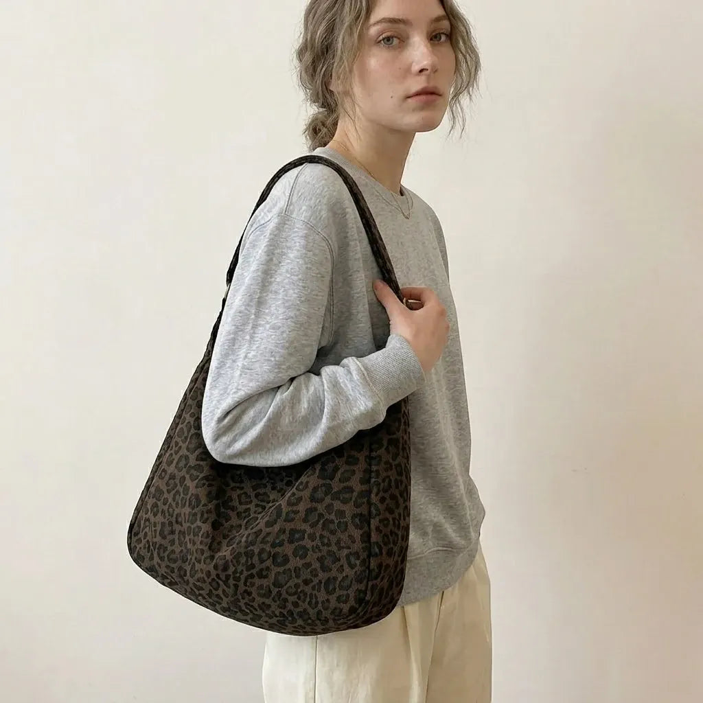 Sac hobo léopard en toile