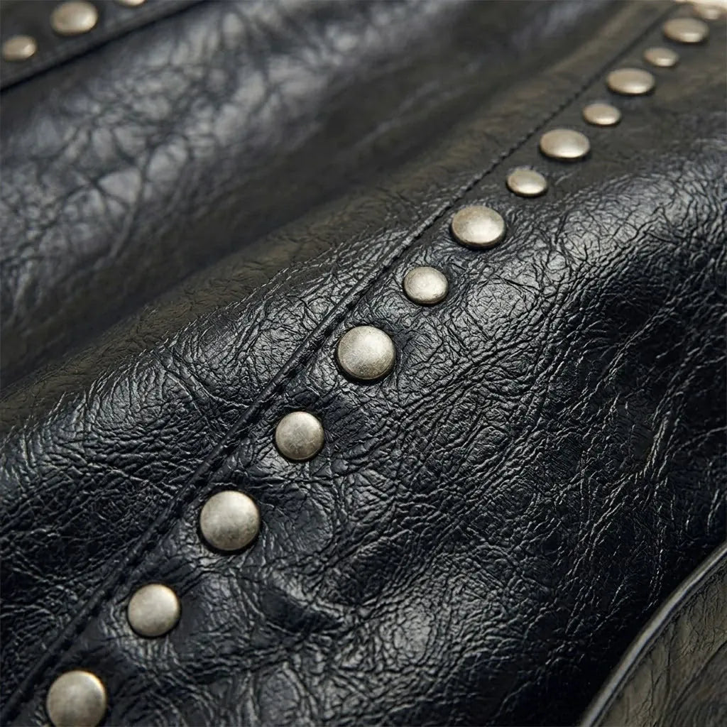 Sac hobo noir similicuir cloutés Noir