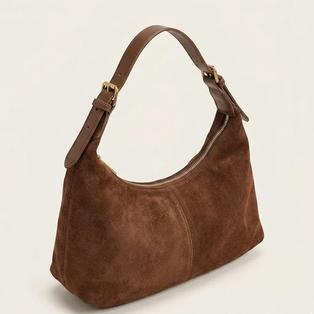 Sac hobo pocket suédine Café