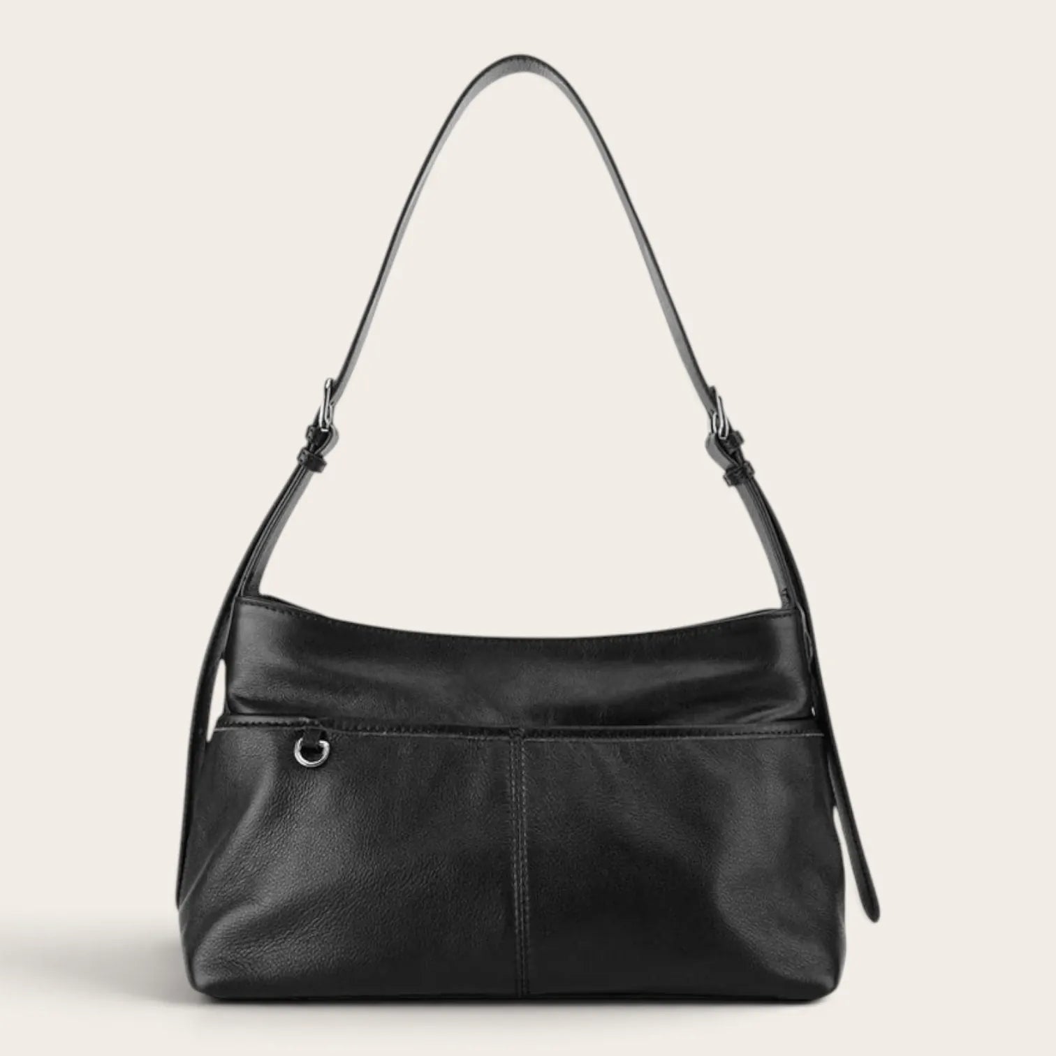 Sac hobo rectangulaire en cuir Noir