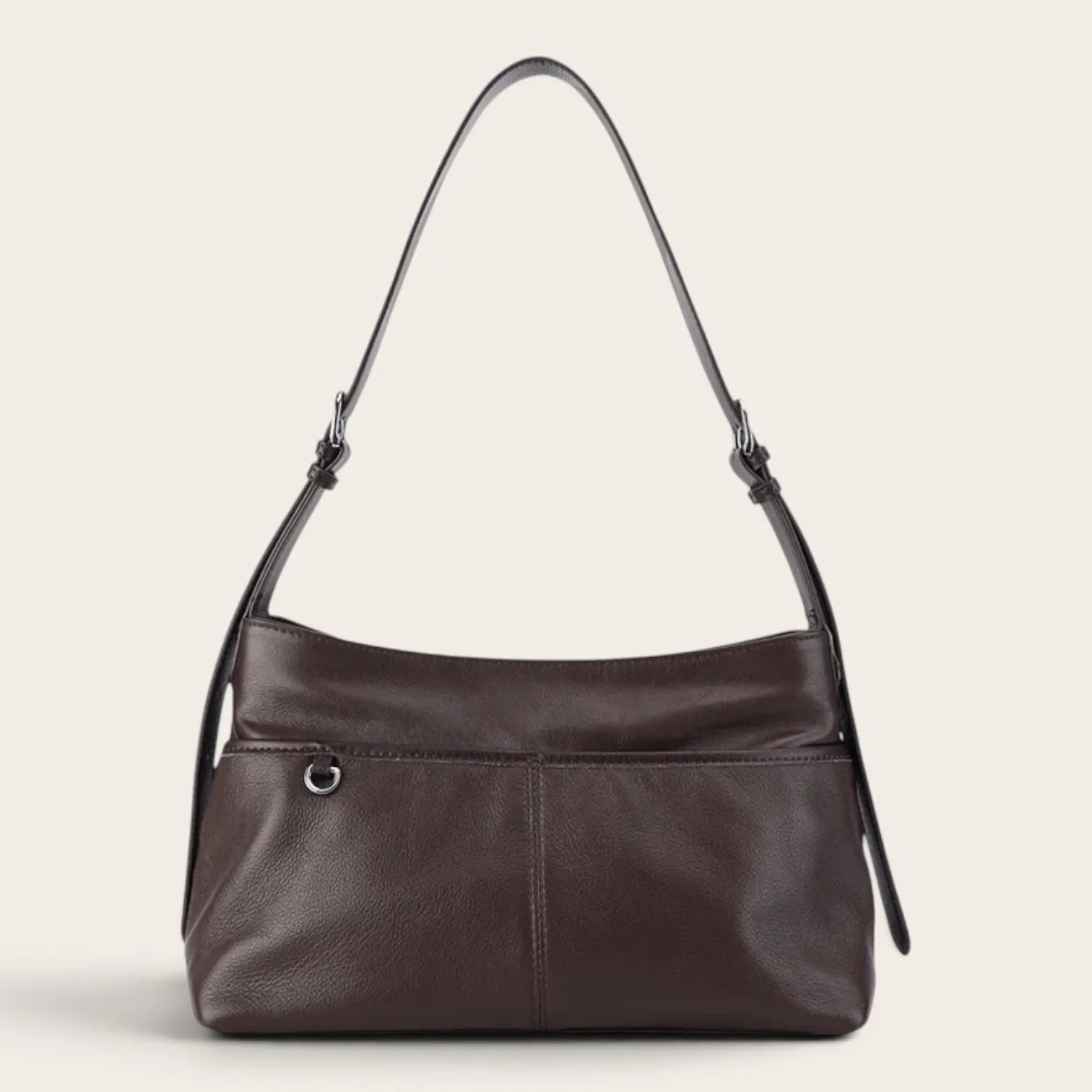 Sac hobo rectangulaire en cuir Café
