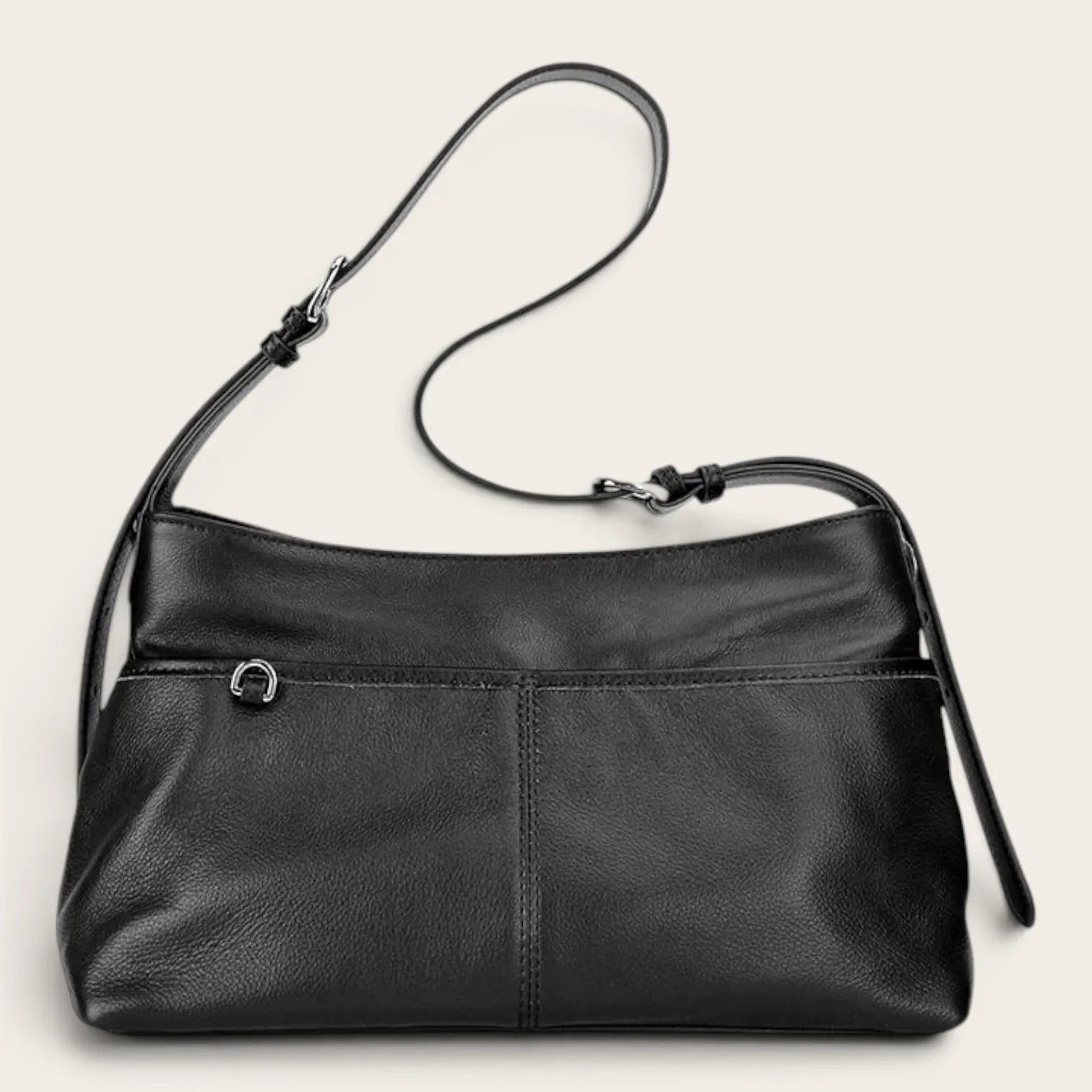 Sac hobo rectangulaire en cuir Noir