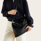 Sac hobo sellerie cuir Noir