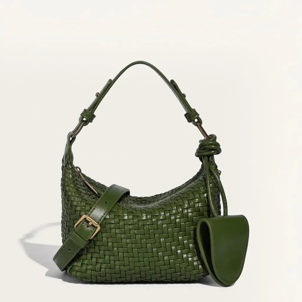 Sac hobo similicuir tressé noeud Vert