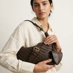 Sac hobo similicuir tressé noeud Café