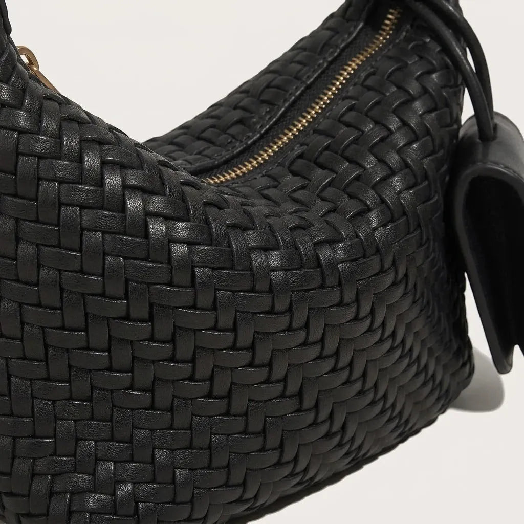 Sac hobo similicuir tressé noeud Noir
