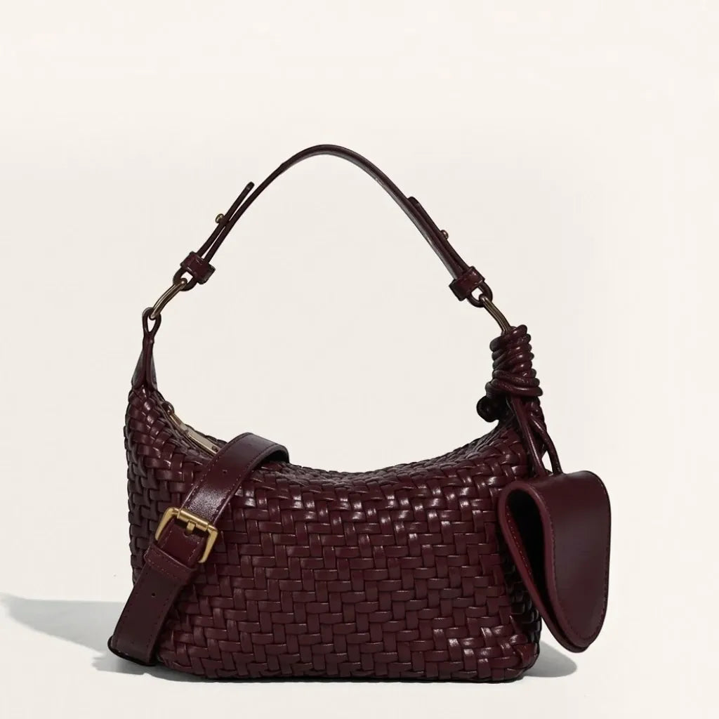 Sac hobo similicuir tressé noeud Acajou