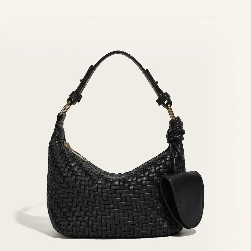 Sac hobo similicuir tressé noeud Noir