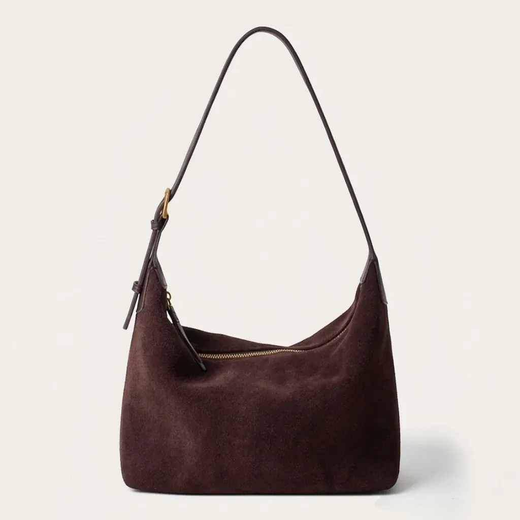Sac hobo suédine minimaliste Café