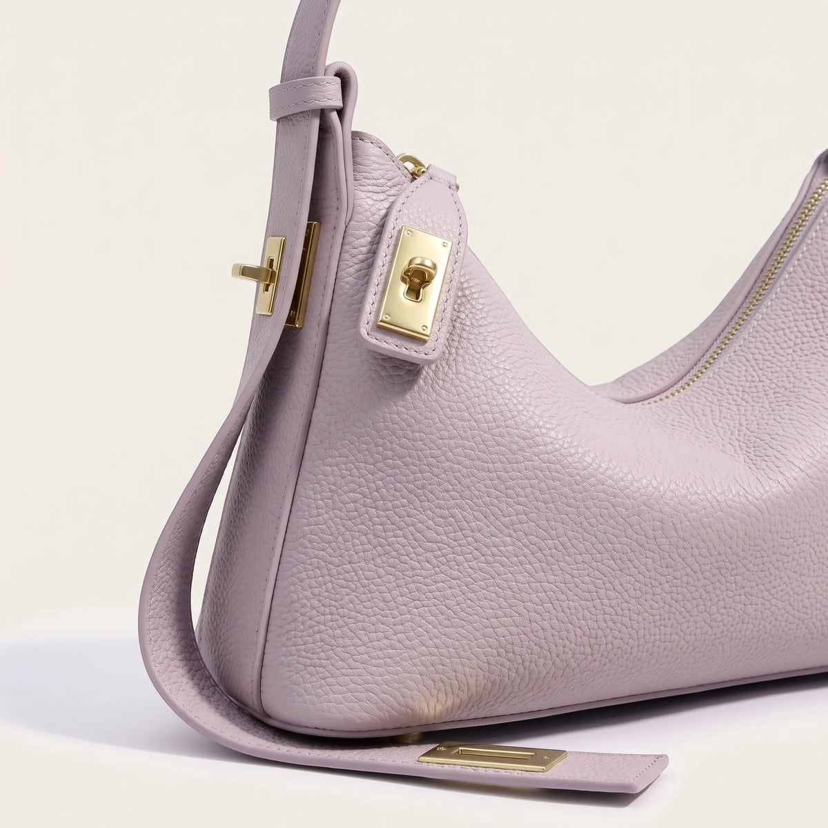 Sac hobo trapèze anses ronde cuir Lilas