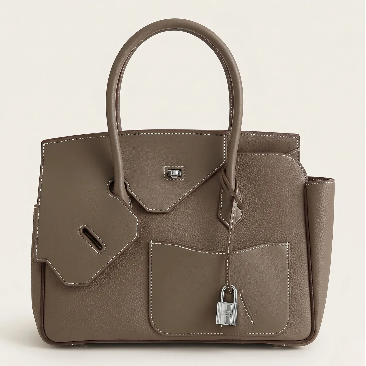 Sac main cuir cadenas structuré