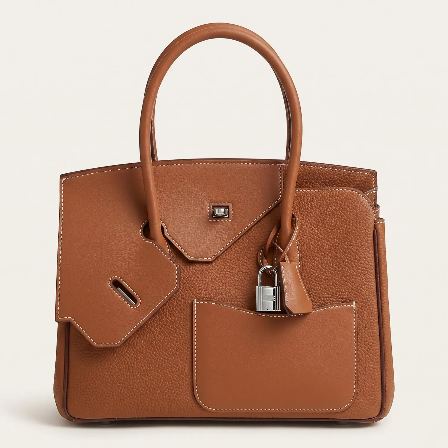 Sac main cuir cadenas structuré