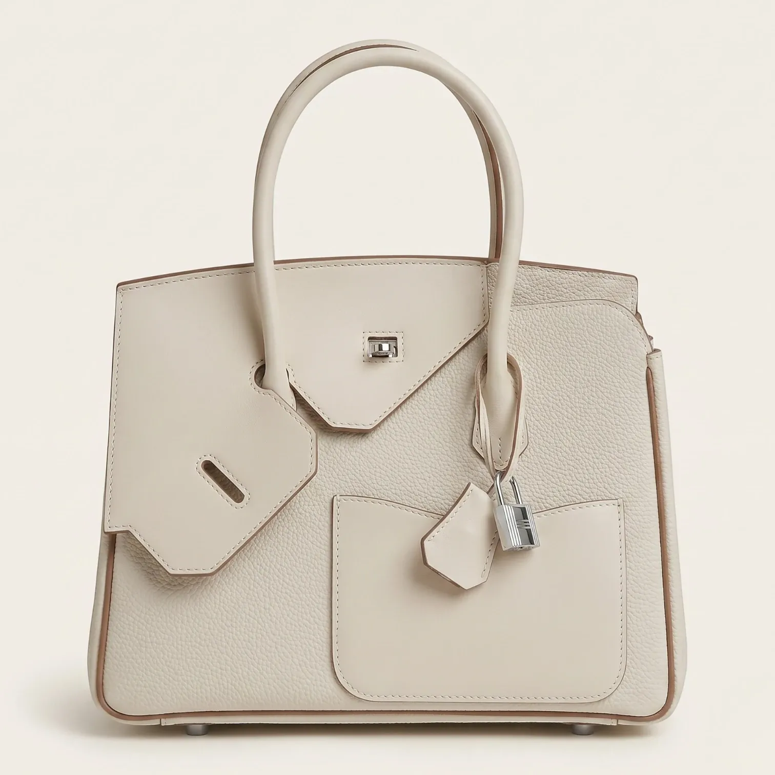 Sac main cuir cadenas structuré