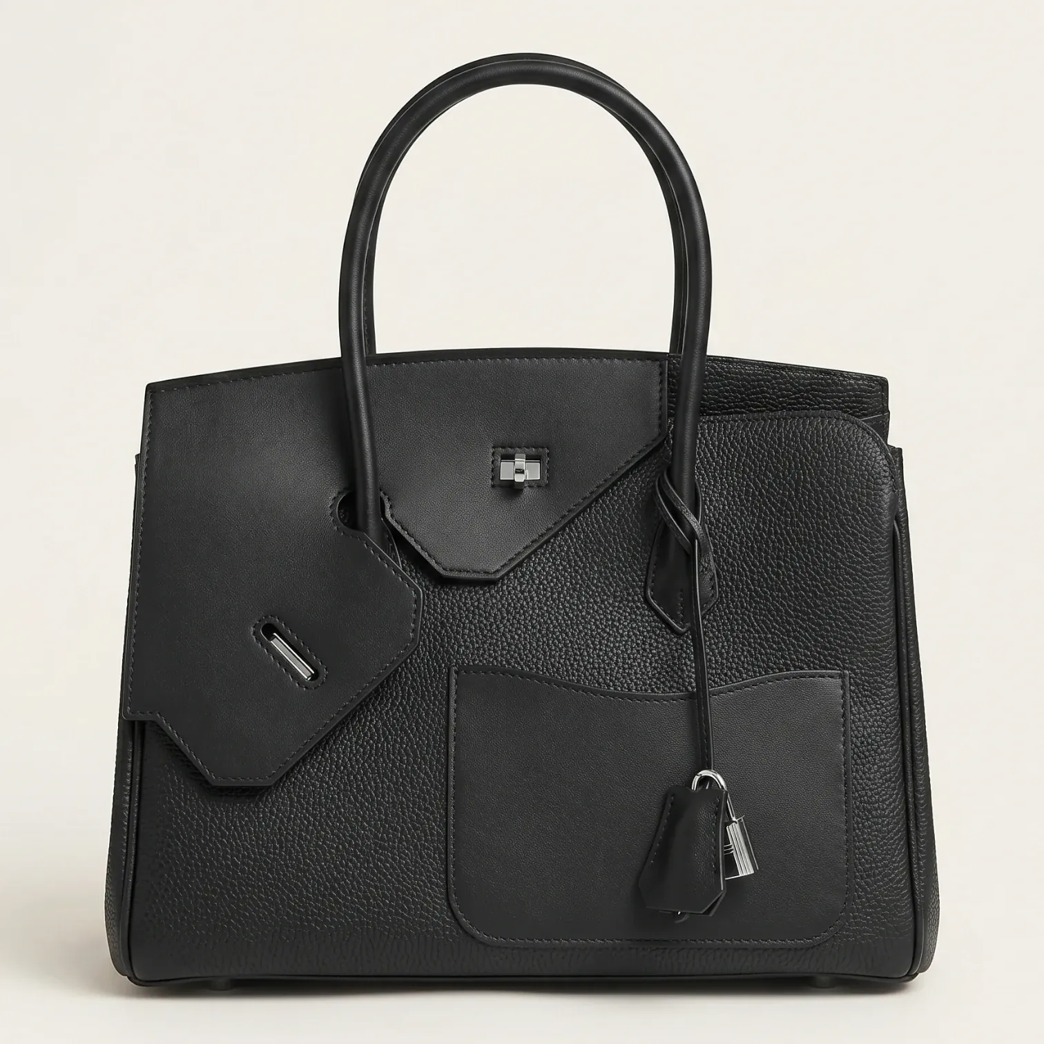 Sac main cuir cadenas structuré