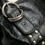 Sac main rock anneaux argentés Noir