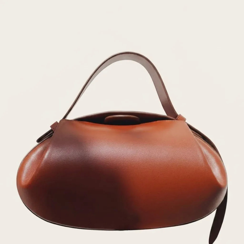 Sac ovale cuir souple forme coussin Tan