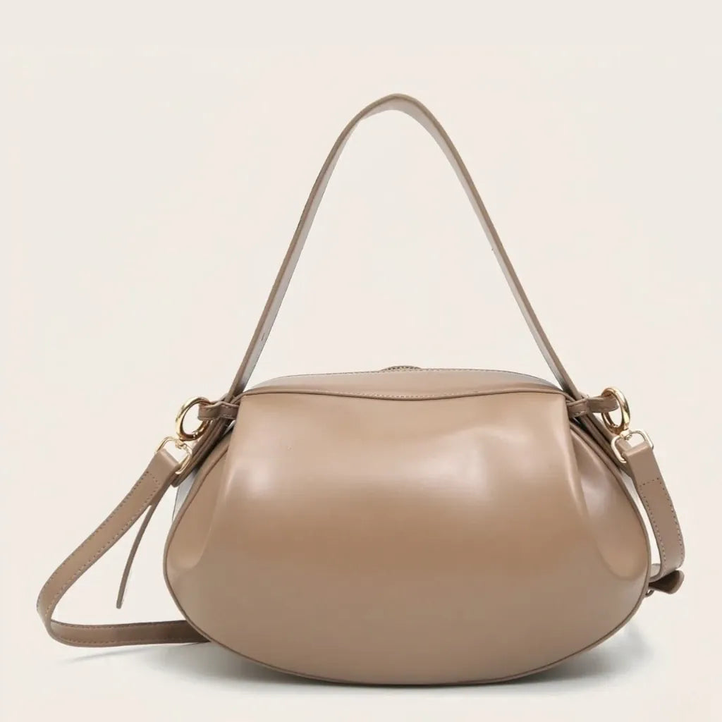 Sac ovale cuir souple forme coussin Khaki