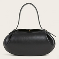 Sac ovale cuir souple forme coussin Noir