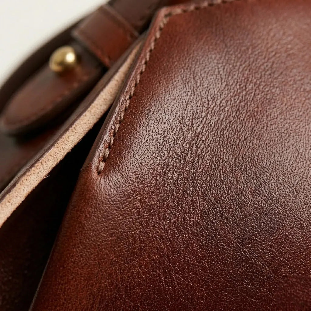 Sac ovale cuir souple forme coussin Tan