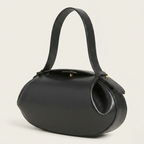Sac ovale cuir souple forme coussin Noir