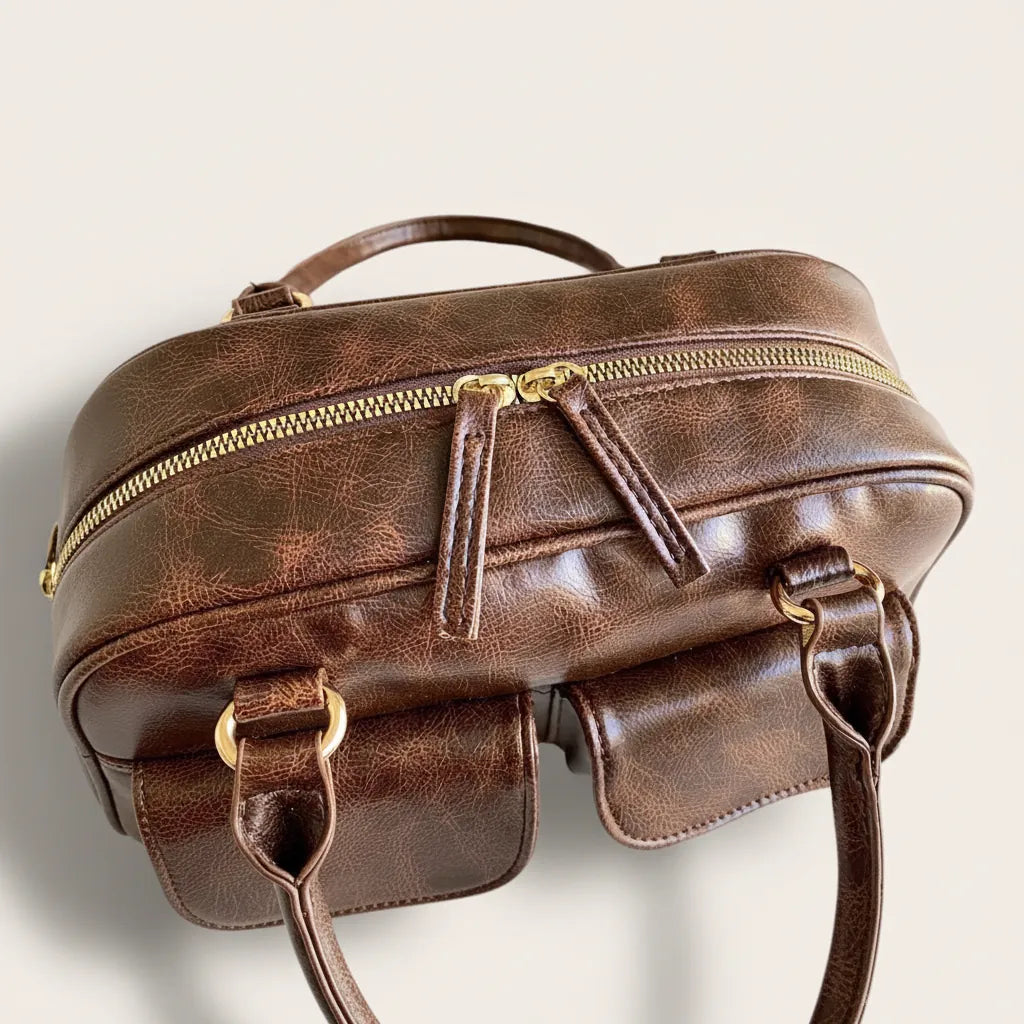 Sac porté épaule vintage similicuir vieilli
