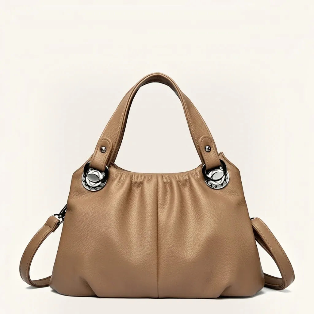 Sac porté main froncé bandoulière amovible Kaki