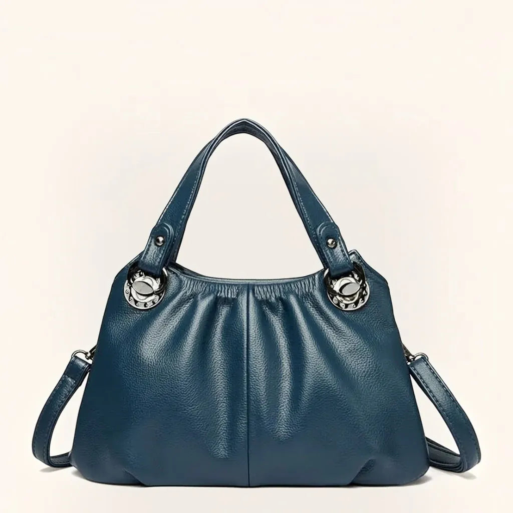 Sac porté main froncé bandoulière amovible Bleu
