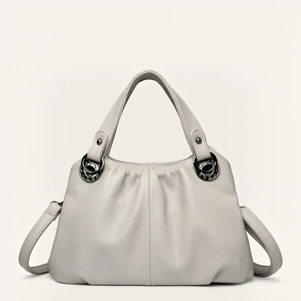 Sac porté main froncé bandoulière amovible Blanc cassé