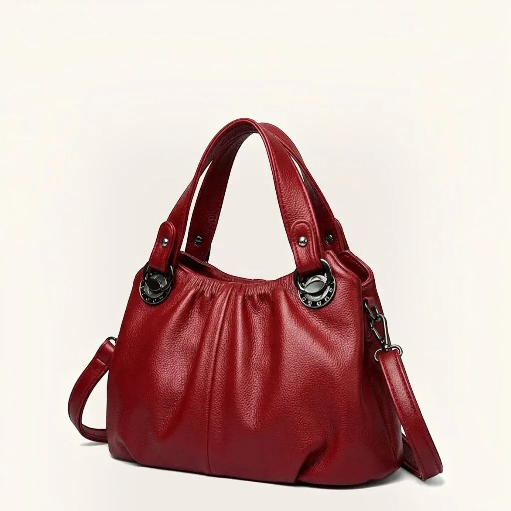 Sac porté main froncé bandoulière amovible Rouge