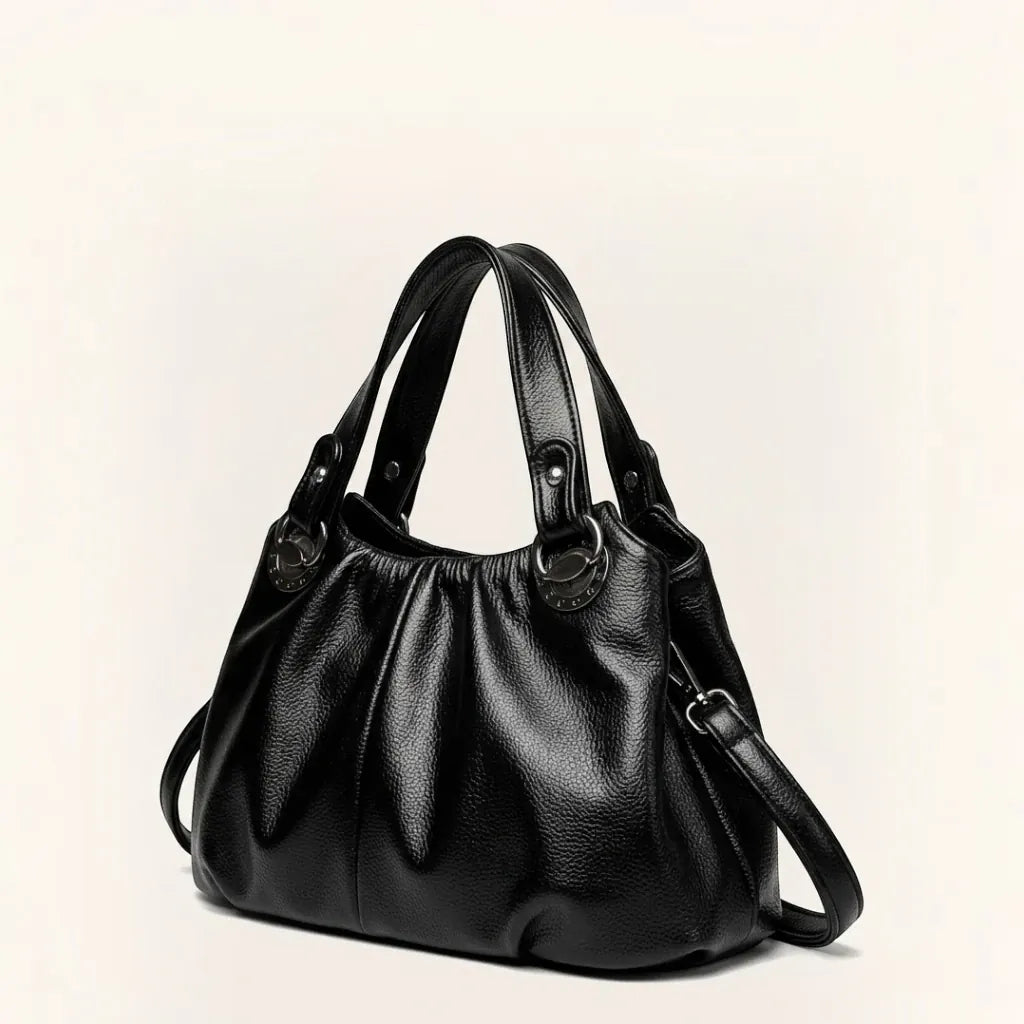 Sac porté main froncé bandoulière amovible Noir