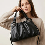 Sac porté main froncé bandoulière amovible Noir