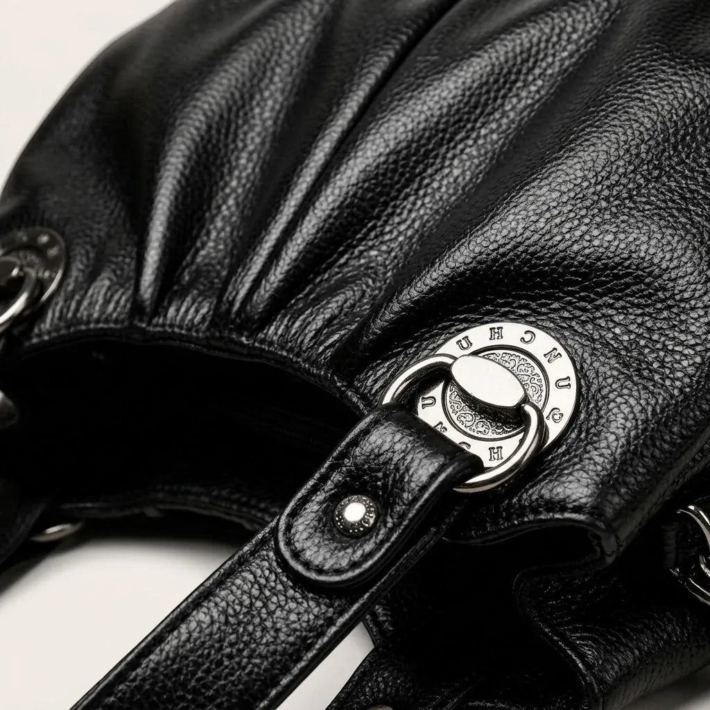 Sac porté main froncé bandoulière amovible Noir