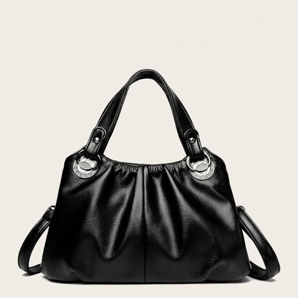 Sac porté main froncé bandoulière amovible Noir