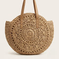 Sac rond crochet paille plage Khaki