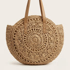 Sac rond crochet paille plage Khaki