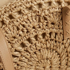 Sac rond crochet paille plage Khaki
