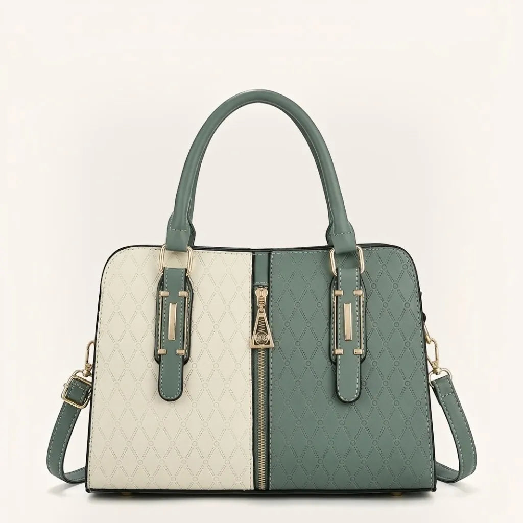 Sac satchel motif monogramme pampille Vert
