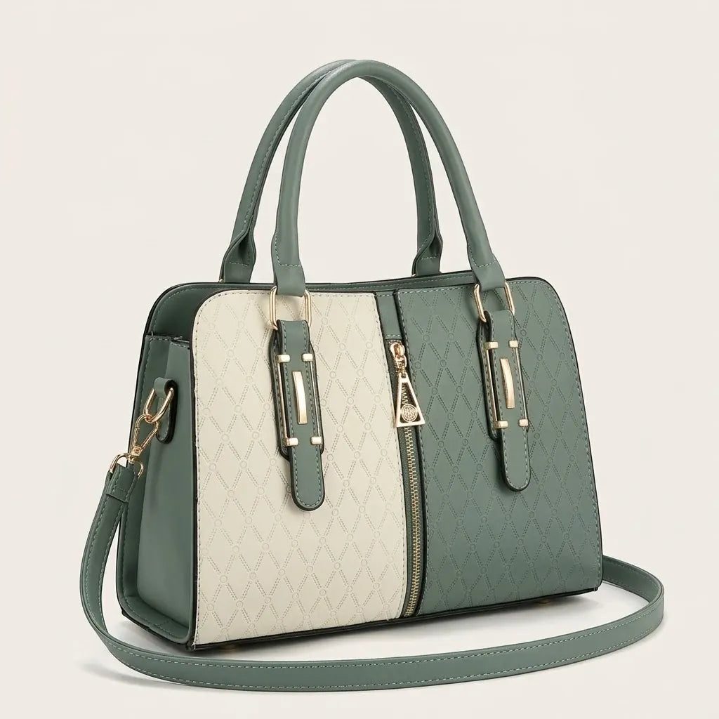 Sac satchel motif monogramme pampille Vert