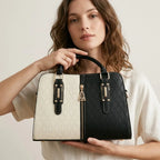 Sac satchel motif monogramme pampille Noir