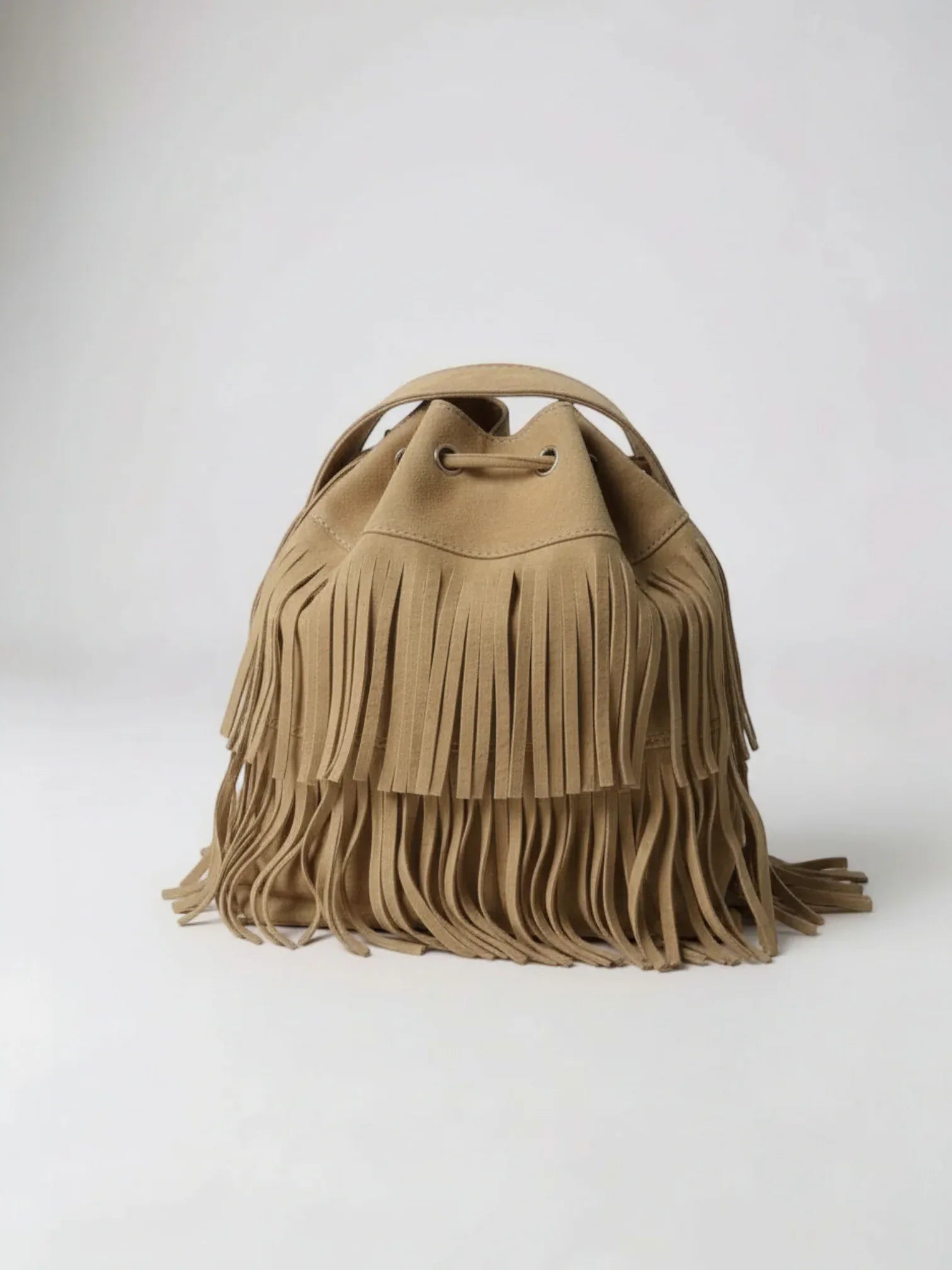 Sac seau a frange Khaki