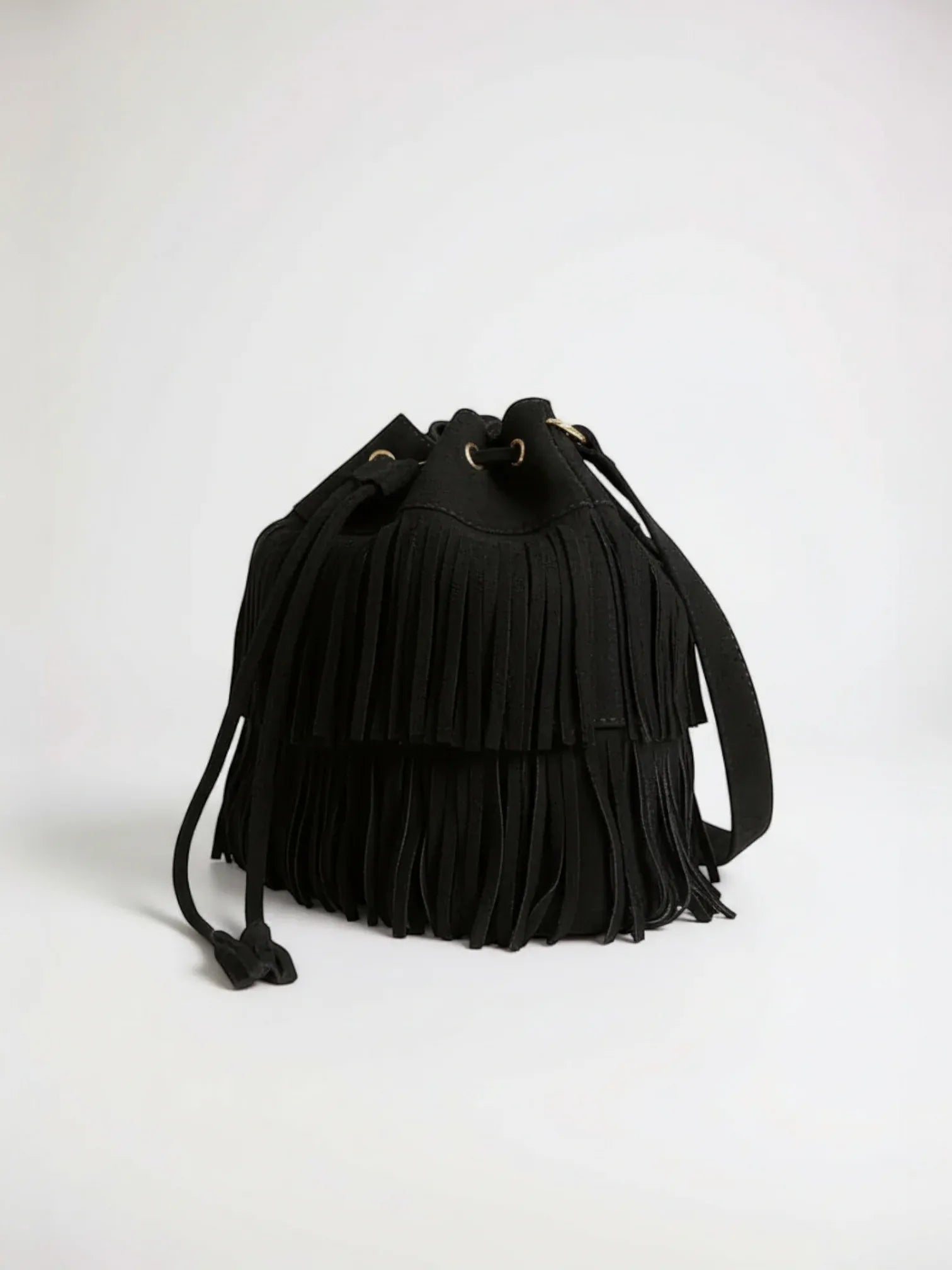 Sac seau a frange Noir