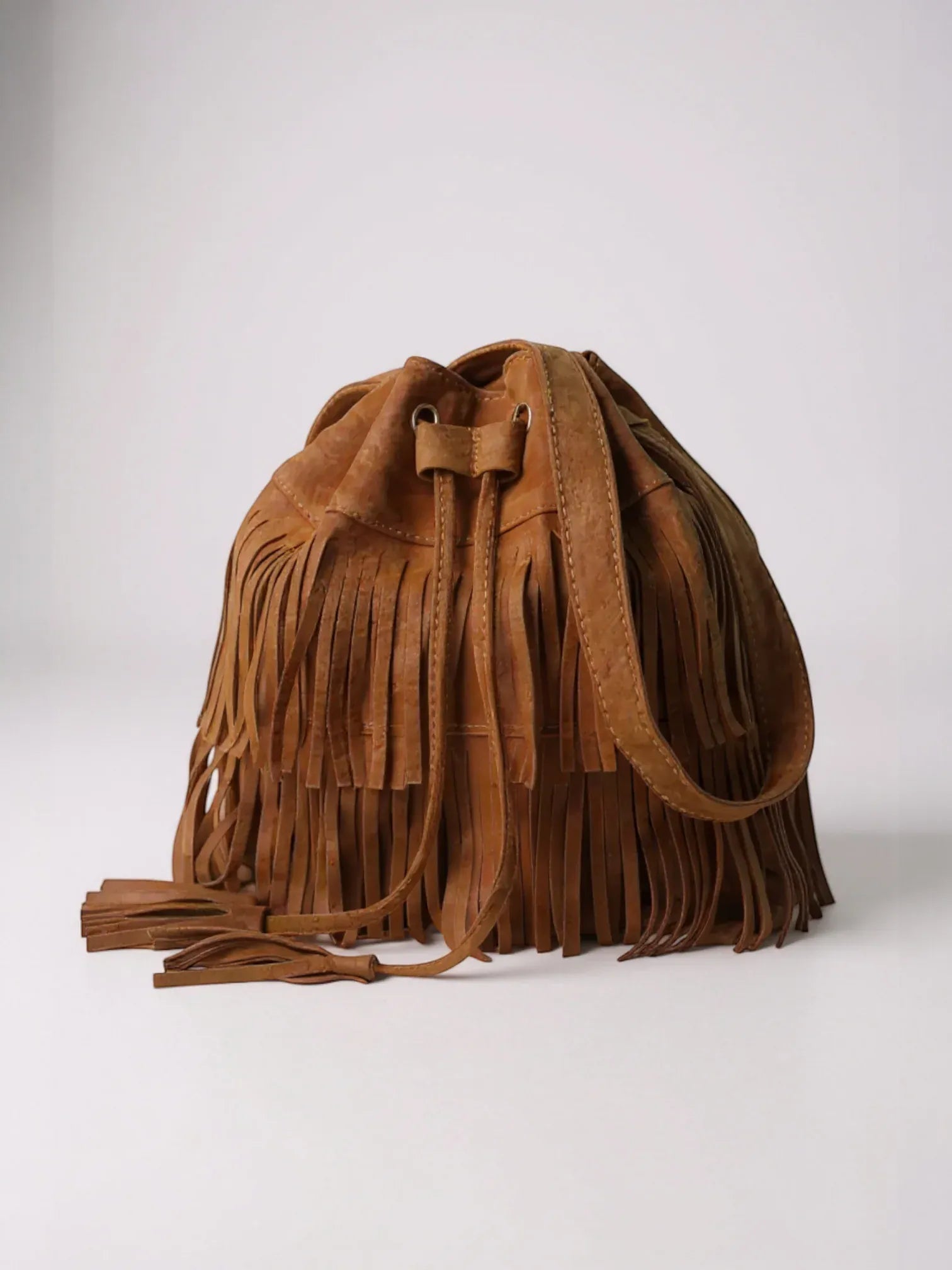 Sac seau a frange Marron