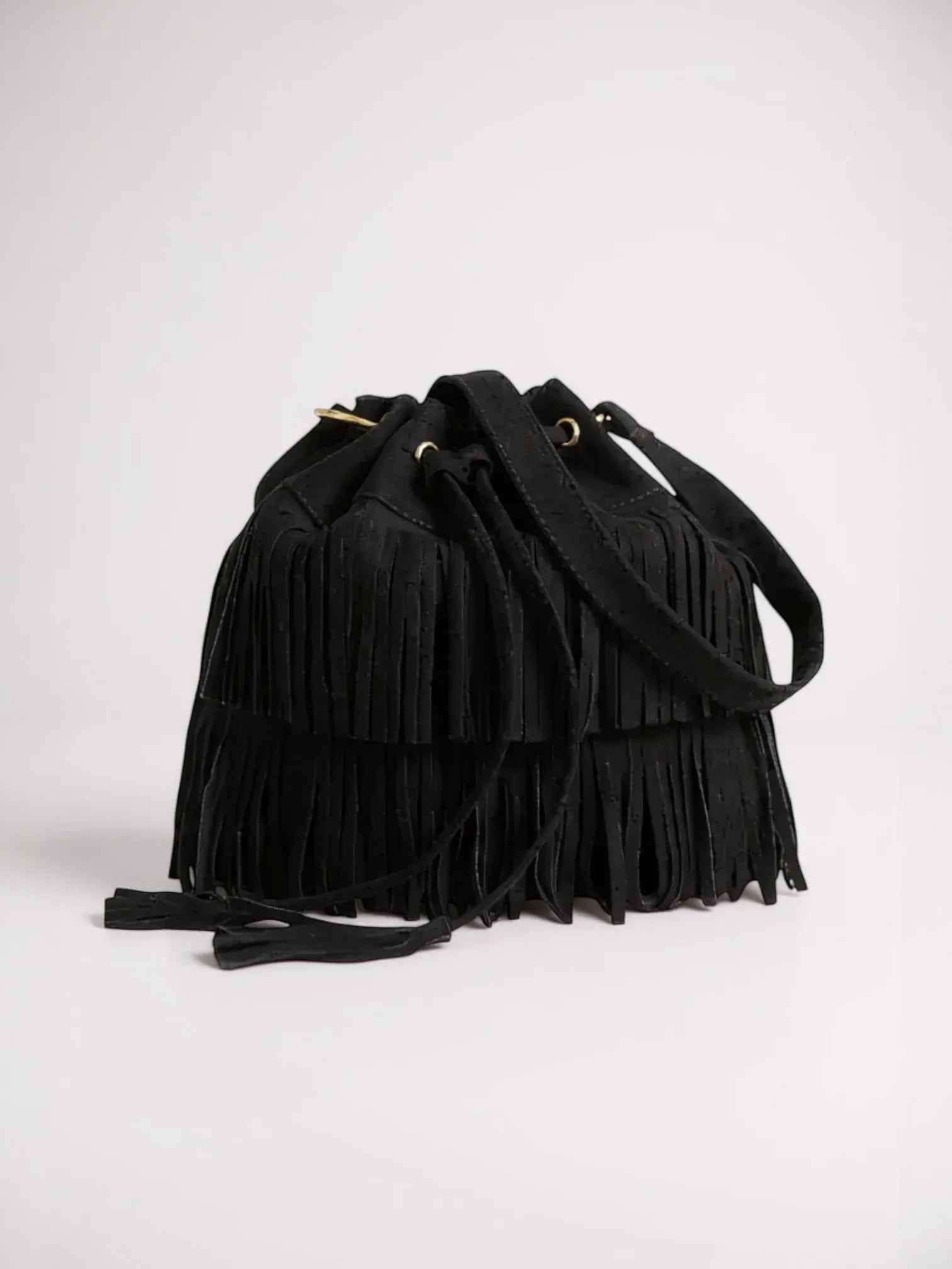 Sac seau a frange Noir