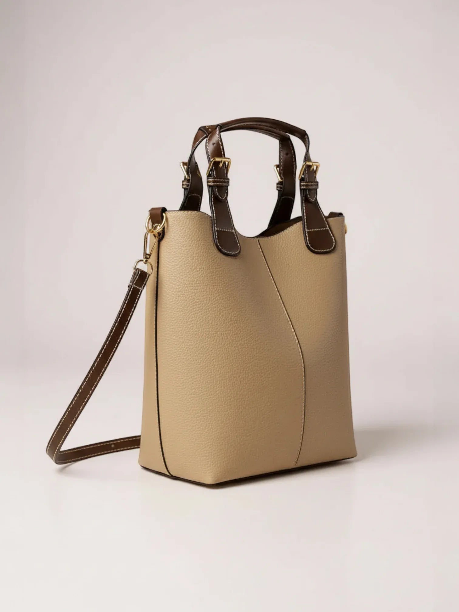 Sac seau allongé similicuir Beige